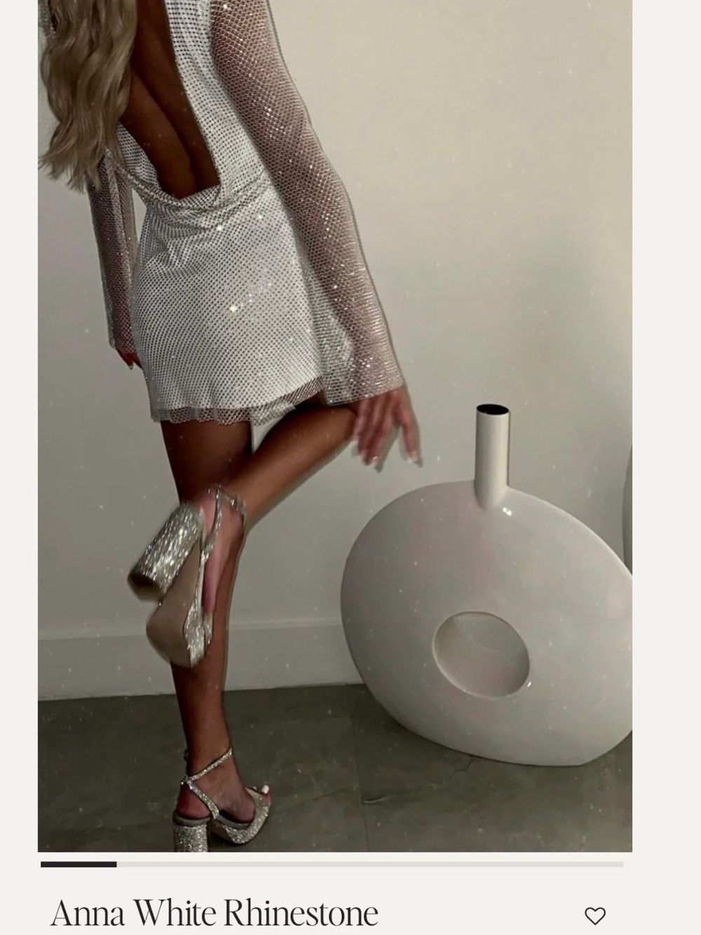 12th Tribe Silver Rhinestone Mini Dress